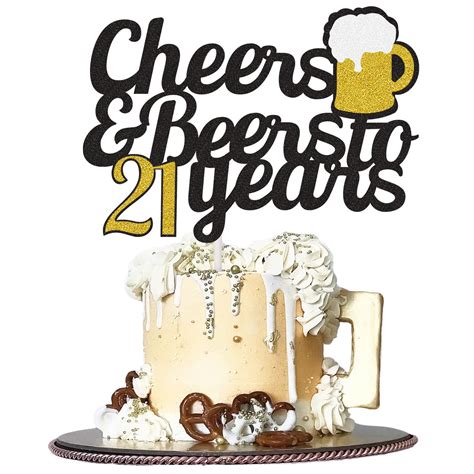 Buy Cheers To 21 Years Cake Topper Happy 21st Birthday Cake Topper 21th Anniversary Birthday