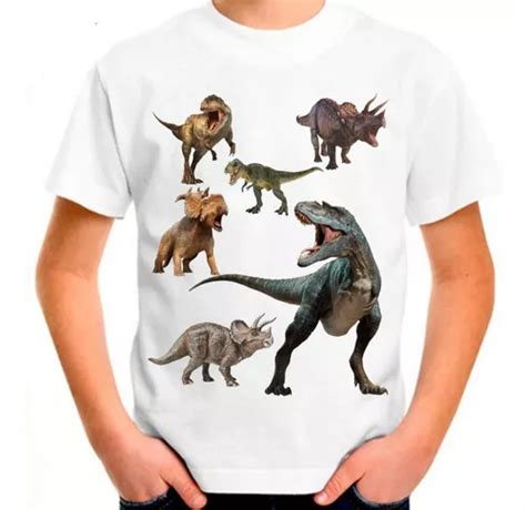 Camiseta Infantil Dinossauro T rex Triceratops Protocerátops MercadoLivre