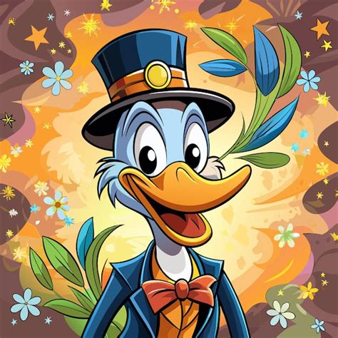 Una Caricatura De Un Pato Con Un Sombrero Que Dice Un Pato Vector