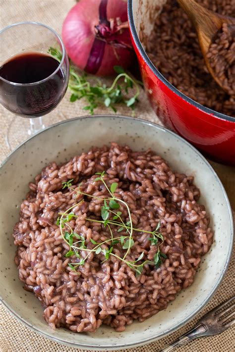 Simple Red Wine Risotto (no cheese) • Electric Blue Food