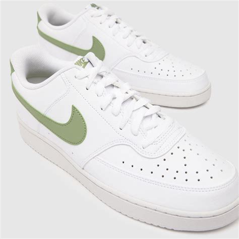 Mens White Green Nike Court Vision Low Trainers Schuh