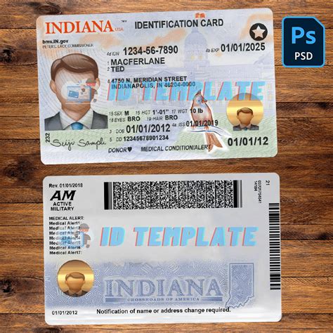 Indiana State Id Psd Template Driving License Template