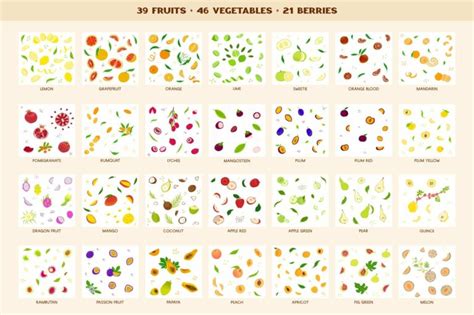 Collection Fruits Vegetables Berries Masterbundles