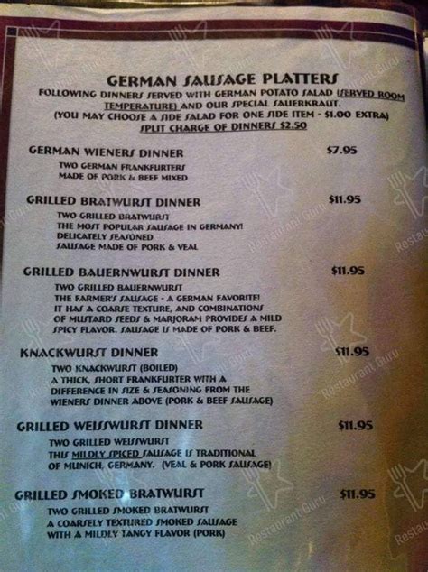 Menu At Berliner Kindl German Restaurant Black Mountain