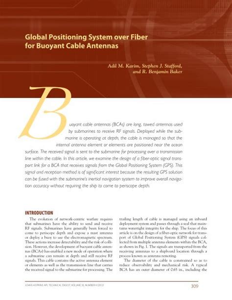 Global Positioning System Over Fiber For Buoyant Cable Antennas