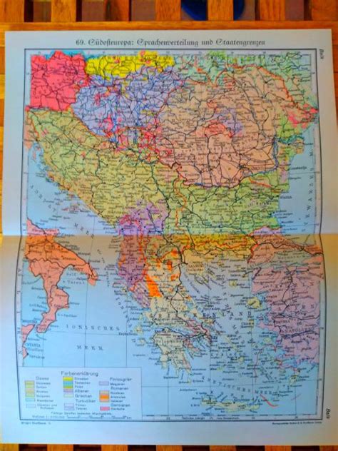Stara Geografska Karta JugoistoČna Europa Jezik I Nacionalne Granice