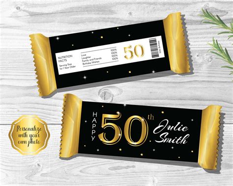 50th Birthday Candy Bar Wrapper Uniquely Designed And Easily