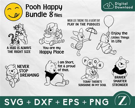 Pooh Happy Quotes Svg Bundle Winnie The Pooh Bundle Pooh Etsy