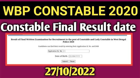 Wbp Constable Final Result Date 2022 Wbp Final Cutt Off 2022