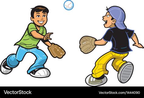 Boys playing catch Royalty Free Vector Image - VectorStock