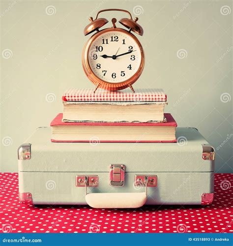 Vintage Suitcase And Clock Stock Image Image Of Coffee 43518893