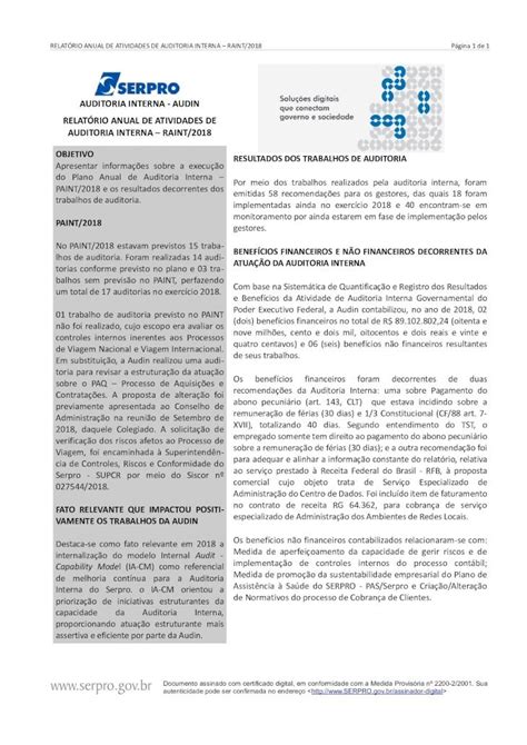 PDF AUDITORIA INTERNA AUDIN RELATÓRIO ANUAL DE ATIVIDADES DE