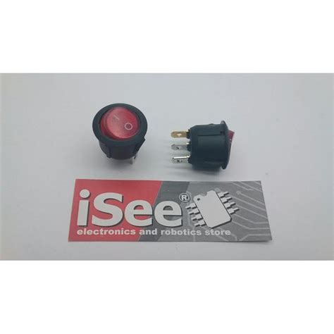 Jual Saklar Red Light On Off Spst Round Rocker Switch A V A V