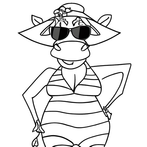 Cow In A Striped Bikini At The Beach Creative Fabrica