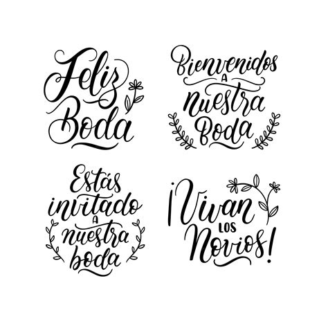 Premium Vector Lettering Spanish Wedding Stickers Collection