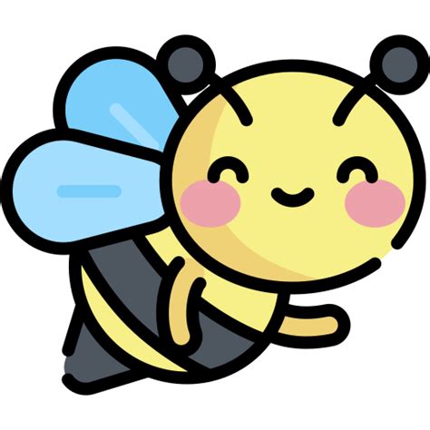 Icono De Abeja Kawaii Lineal Color