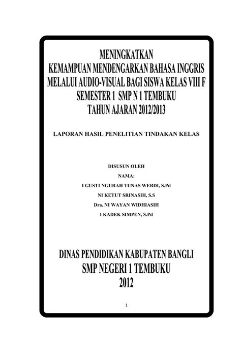 Laporan Penelitian Tindakan Kelas Kelompok 5 Pdf