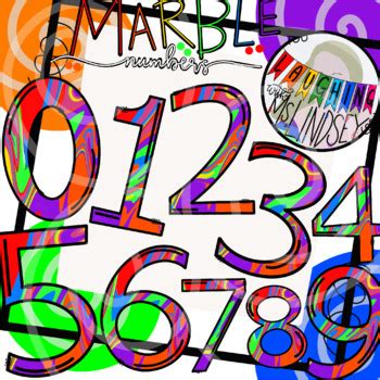 Marbled RAINBOW Numbers Clipart Set by Lindsey Belt | TPT