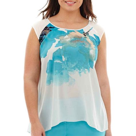 Plus Size Worthington Cap Sleeve Flutter Hem Blouse White Fashion