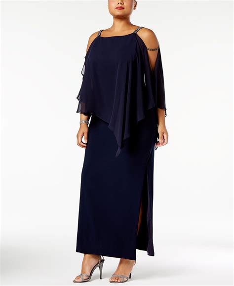 Xscape Plus Size Embellished Chiffon Overlay Gown Macys