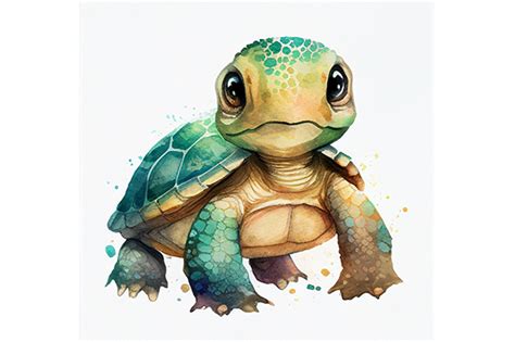 Cute Baby Turtle Watercolor Png File Graphic By Wangtemplates