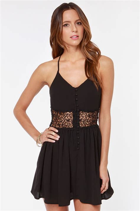 Sexy Black Dress Lace Dress Skater Dress Little Black Dress 4900 Lulus