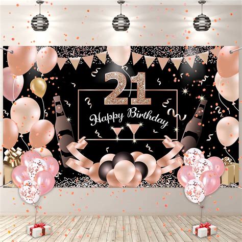 Buy 21th Birthday Banner 21th Birthday Decorations Rose Gold 21th