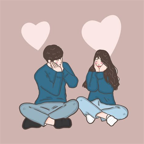 Premium Vector | Happy love couple fall in love illustration valentine ...