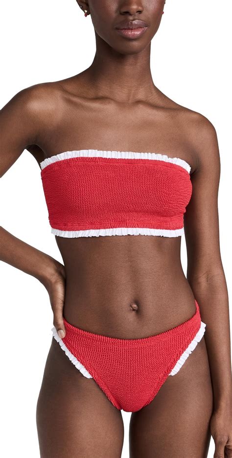Hunza G Tracey Frill Bikini Set In Red Lyst