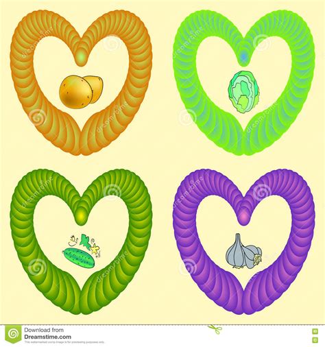 Vegetable Hearts Stock Vector Illustration Of Organic 74113003