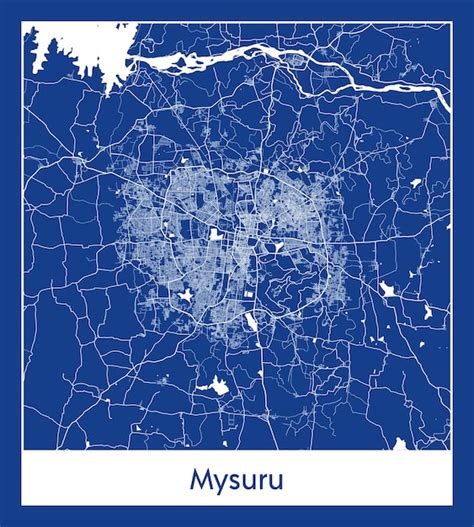 Premium Vector Mysuru India Asia City Map Blue Print Vector Illustration