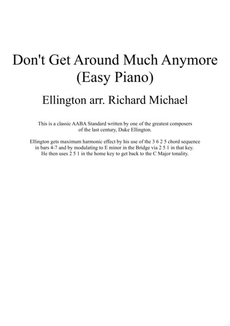 Don T Get Around Much Anymore Arr Richard Michael Sheet Music Bob