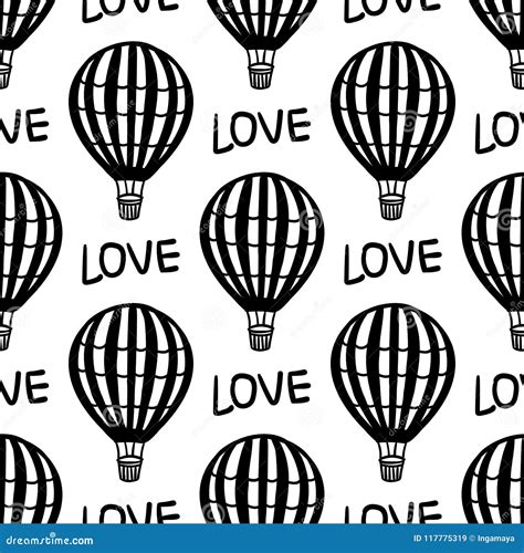 Vector Seamless Pattern Hot Air Balloon Stock Vector Illustration Of Design Background