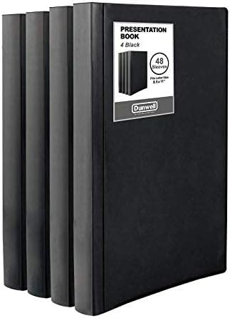 Dunwell Binders With Plastic Sleeves Black 4 Pack 48 Pocket Bound