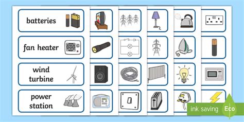 Electricity Word Cards Primary Science Teacher Made