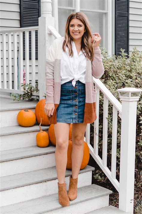 Six Fall Denim Skirt Outfits By Lauren M