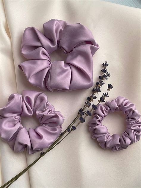 Satin Purple Hair Scrunchies Bachelorette Party Hair Ties To Etsy Scrunchies Diy Hair