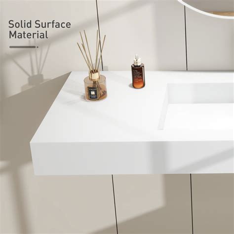 FRALIMK Matte White Solid Surface Rectangular Wall Mount Bathroom Sink ...