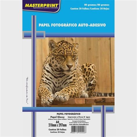 Papel Fotogr Fico A G Adesivo Brilhoso Glossy Masterprint Folhas