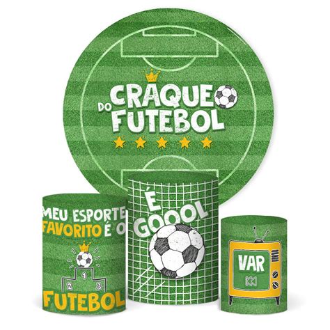 Kit Painel Redondo 3 Capas Cilindro Bola Futebol Em Tecido Pistache