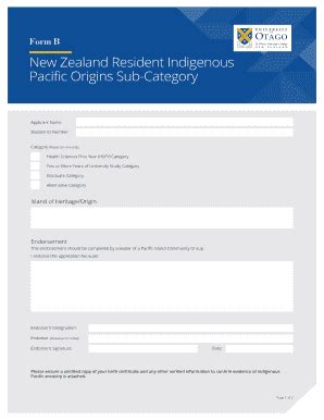 Fillable Online Otago Ac New Zealand Resident Indigenous Pacific