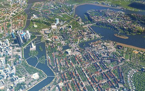 City Center of my 3rd Skylines City. Too bad I will hit the net node ...