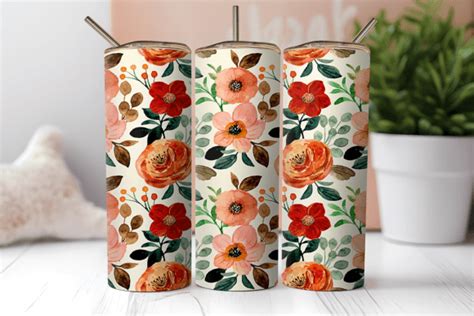 Fall Floral Tumbler Wraps Graphic By ArtMix Creative Fabrica