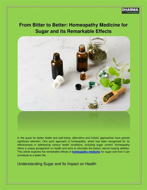 Ppt From Bitter To Better Homeopathy Medicine For Sugar And Its