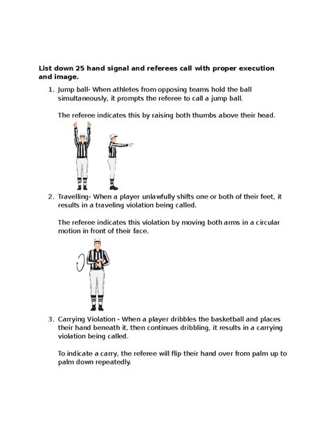 Pathfit List Down 25 Hand Signal And Referees Call With Proper