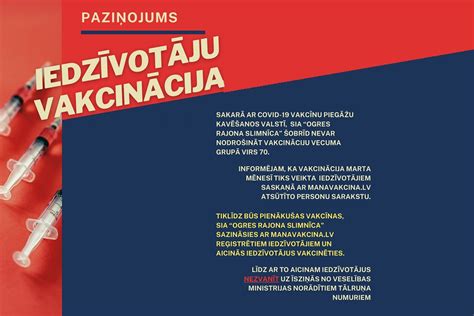 INFORMĀCIJA PAR VAKCINĒŠANOS – Ogres Rajona Slimnīca