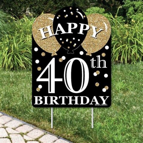 Big Dot Of Happiness Adult 40th Birthday Gold Outdoor Lawn Birthday