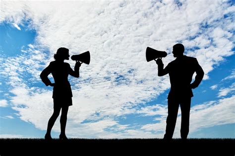 Loudspeaker In Hand Women And Men Stock Image Image Of Understanding