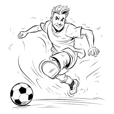 Premium Vector Soccer Player Kicking The Ball Black And White Vector