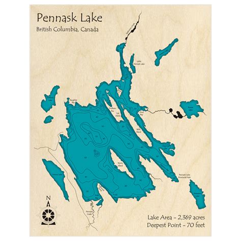 Pennask Lake 3d Custom Wood Map Lake Art Llc